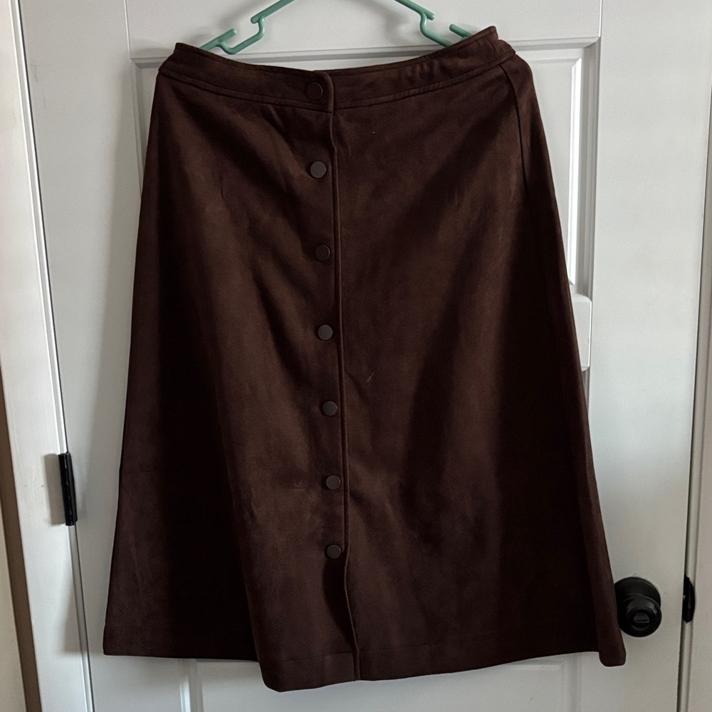 Cato Dark Brown A-Line Button Skirt